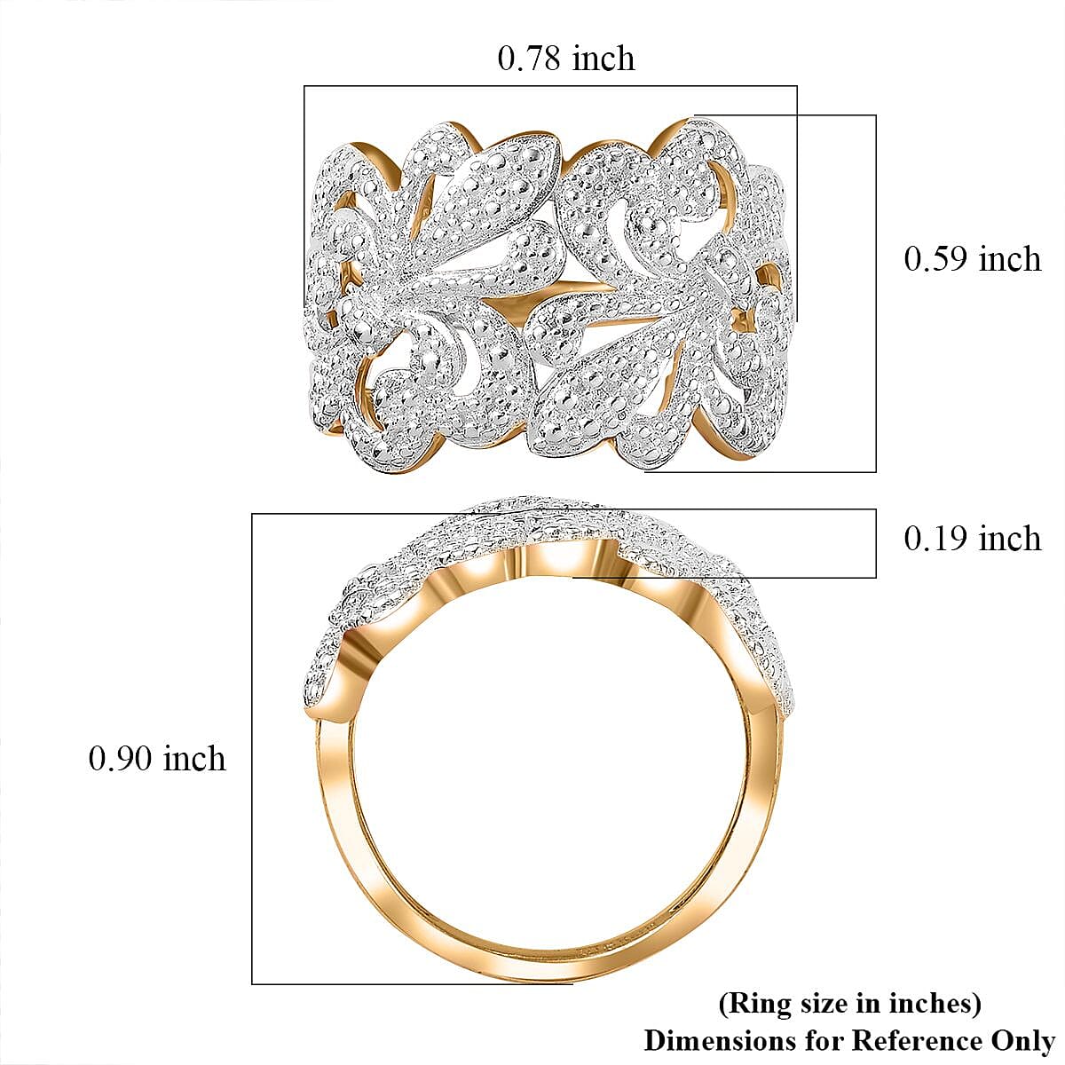 Karis White Diamond Accent Fleur De Lis Ring in 18K YG Plated (Size 11.0)