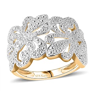 Karis White Diamond Accent Fleur De Lis Ring in 18K YG Plated (Size 7.0)