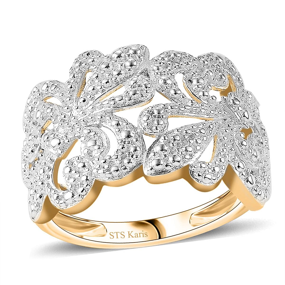 Karis White Diamond Accent Fleur De Lis Ring in Platinum Bond