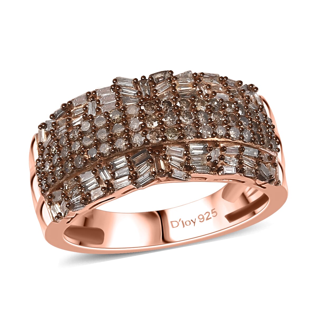D'Joy Natural Champagne Diamond 1.00 ctw Starlight Ring in 18K Vermeil Rose Gold Over Sterling Silver (Size 7.0) image number 0