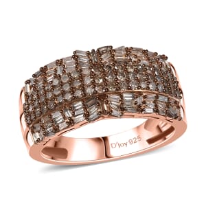 D'Joy Natural Champagne Diamond 1.00 ctw Starlight Ring in 18K Vermeil Rose Gold Over Sterling Silver (Size 7.0)
