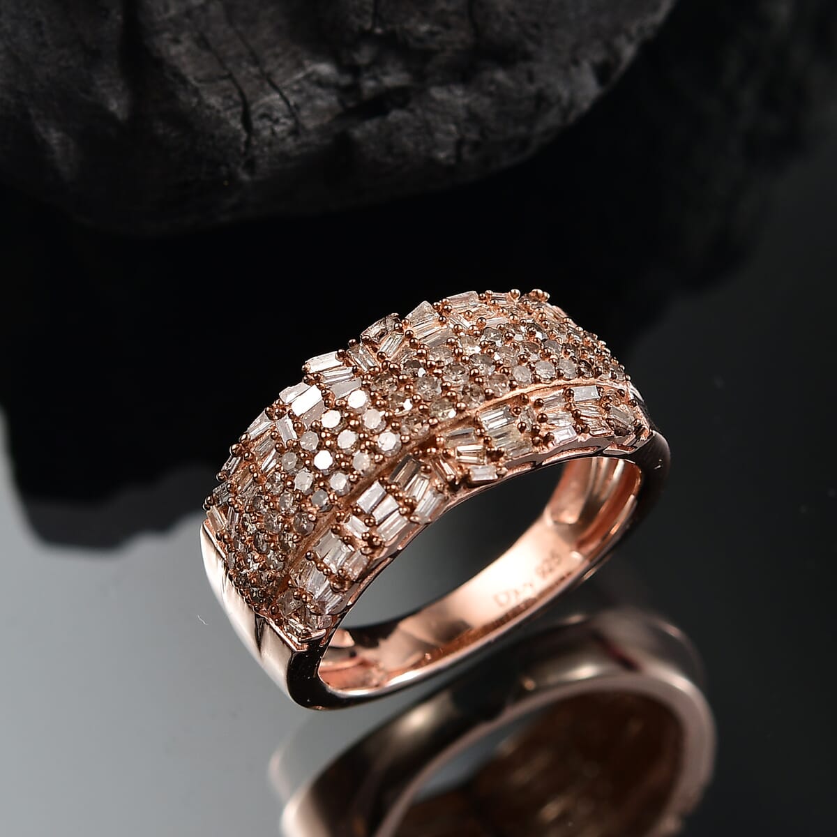 D'Joy Natural Champagne Diamond 1.00 ctw Starlight Ring in 18K Vermeil Rose Gold Over Sterling Silver (Size 7.0) image number 1