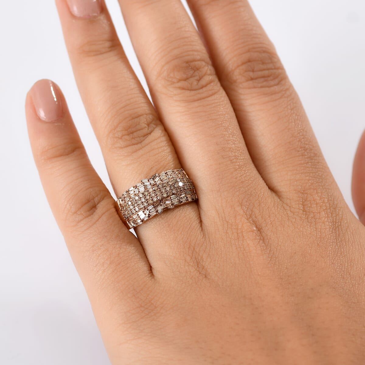 D'Joy Natural Champagne Diamond 1.00 ctw Starlight Ring in 18K Vermeil Rose Gold Over Sterling Silver (Size 7.0) image number 2