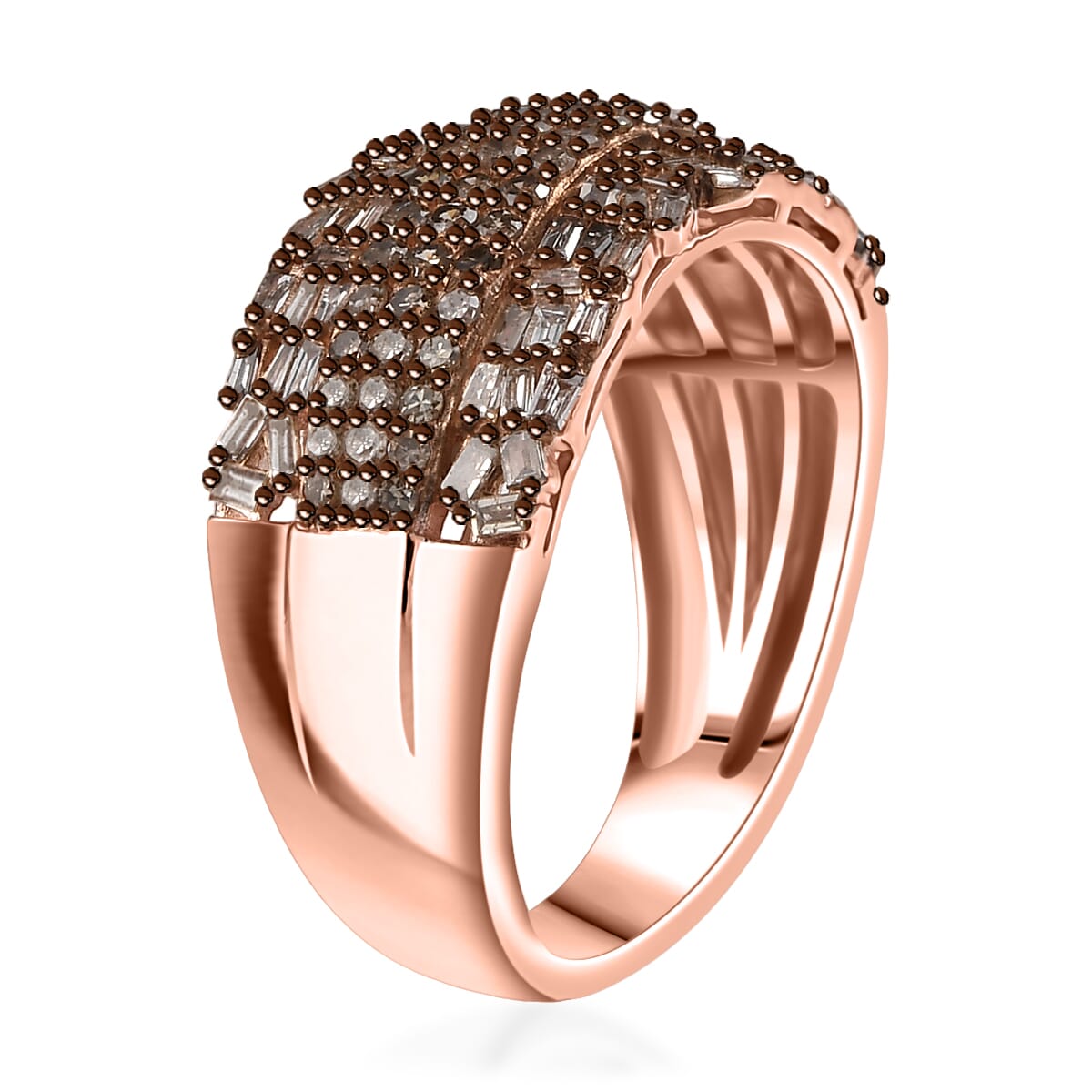 D'Joy Natural Champagne Diamond 1.00 ctw Starlight Ring in 18K Vermeil Rose Gold Over Sterling Silver (Size 7.0) image number 3