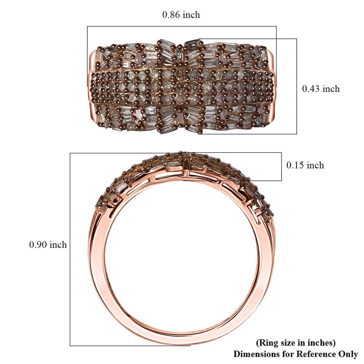 D'Joy Natural Champagne Diamond 1.00 ctw Starlight Ring in 18K Vermeil Rose Gold Over Sterling Silver (Size 7.0) image number 5