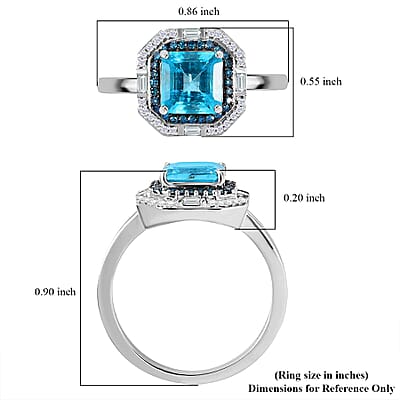 Luxoro 10K White Gold Premium Betroka Blue Apatite, Blue Diamond (IR), Diamond (I2) (0.30 cts) Ring (Size 10.0) 2.00 ctw