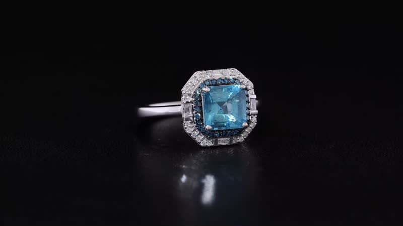 Luxoro Premium Betroka Blue Apatite and Blue and I2 White Diamond 2.00 ctw Ring in 10K White Gold