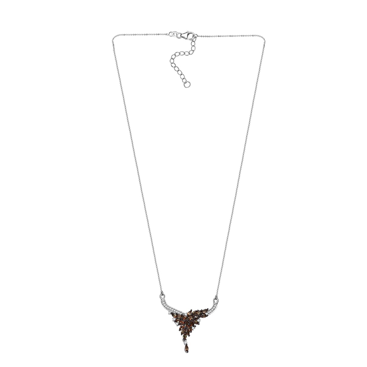 AAA Jenipapo Andalusite and Moissanite 2.30 ctw Floral Necklace in Rhodium Over Sterling Silver 18 Inches image number 3
