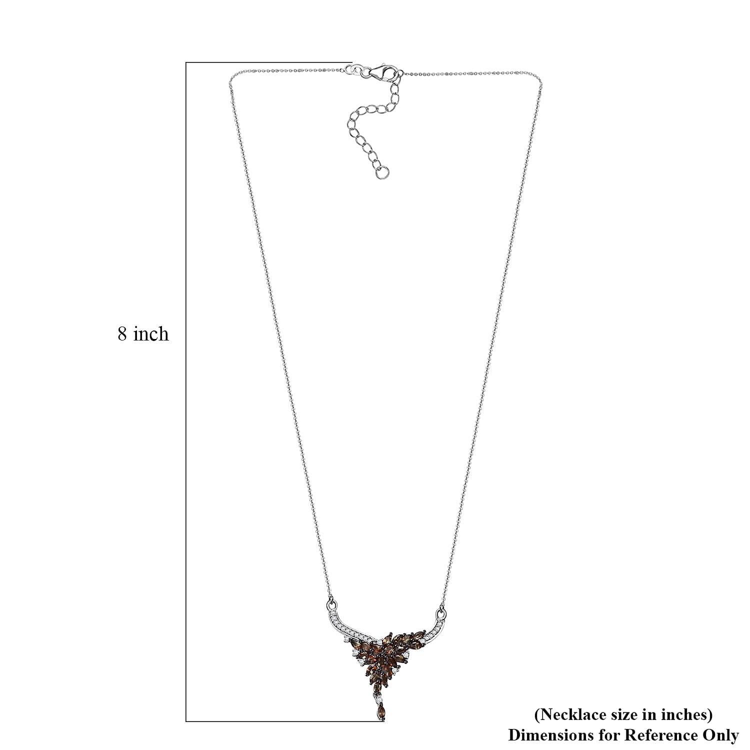 D'Joy AAA Jenipapo Andalusite and Moissanite 2.30 ctw Floral Necklace in Rhodium Over Sterling Silver 18 Inches