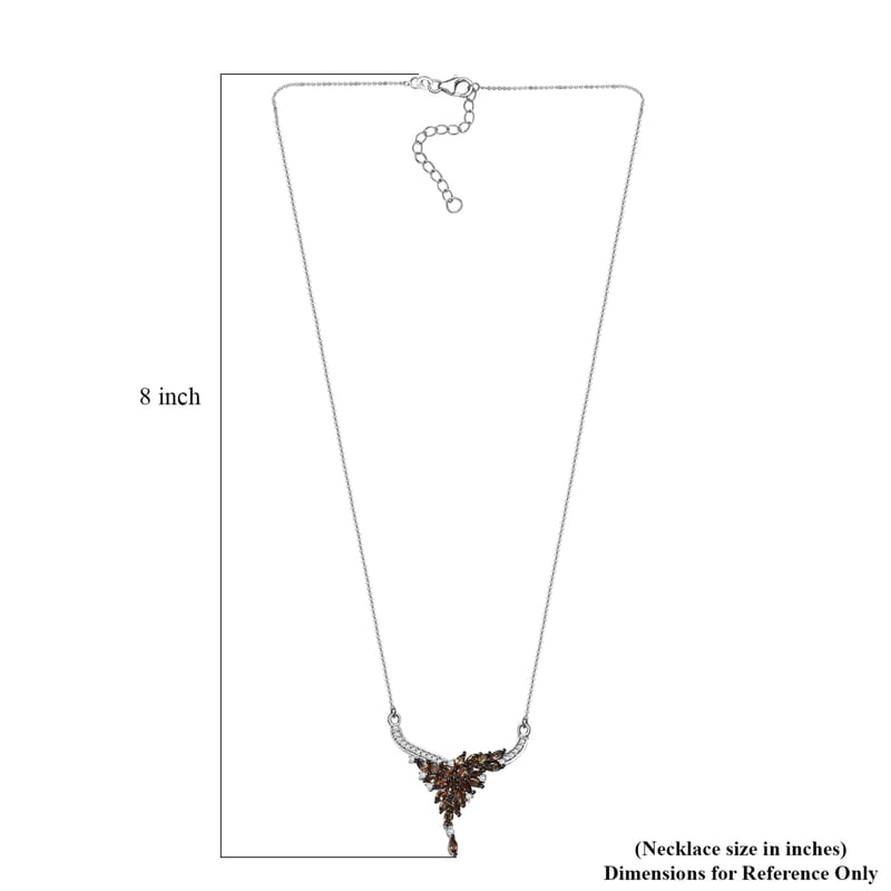 D'Joy AAA Jenipapo Andalusite and Moissanite 2.30 ctw Floral Necklace in Rhodium Over Sterling Silver 18 Inches