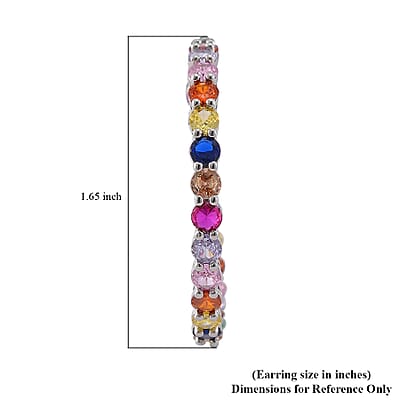 Simulated Multi Color Diamond Inside Out Hoop Earrings in Silvertone 20.00 ctw