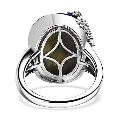Karis Malagasy Labradorite and White Zircon 8.20 ctw Ring in Platinum Bond (Size 10.0)