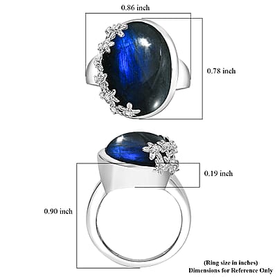 Karis Malagasy Labradorite and White Zircon 8.20 ctw Ring in Platinum Bond (Size 10.0)