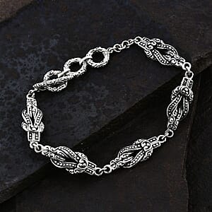 Bali Legacy Filigree with Rawa Texture Chain Knot Bracelet in Sterling Silver (6.50-8.0In) 17.75 Grams