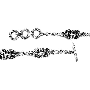 Bali Legacy Filigree with Rawa Texture Chain Knot Bracelet in Sterling Silver (6.50-8.0In) 17.75 Grams