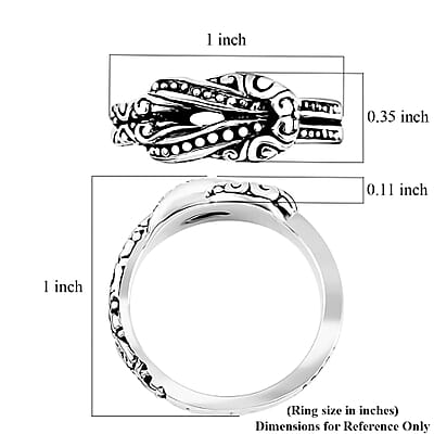 Bali Legacy Filigree with Rawa Texture Knot Ring in Sterling Silver (Size 10.0) 5.85 Grams
