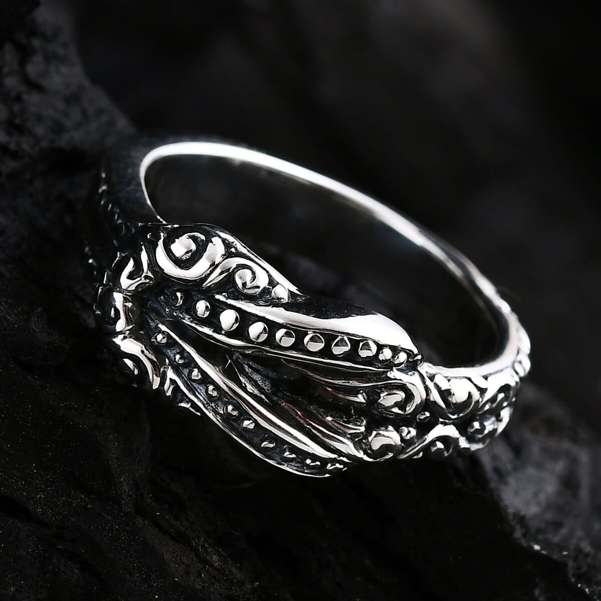 Bali Legacy Filigree with Rawa Texture Knot Ring in Sterling Silver (Size 8.0) 5.85 Grams image number 1