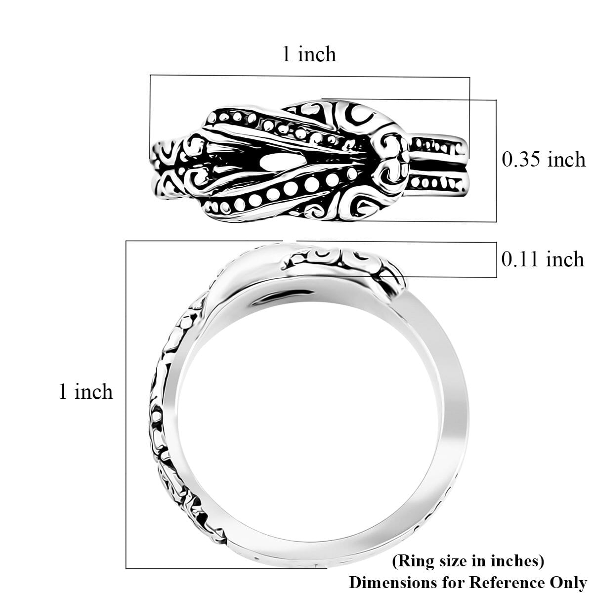 Bali Legacy Filigree with Rawa Texture Knot Ring in Sterling Silver (Size 8.0) 5.85 Grams image number 5
