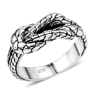 Bali Legacy Tulang Naga with Pebble Knot Ring in Sterling Silver (Size 9.0) 5.85 Grams
