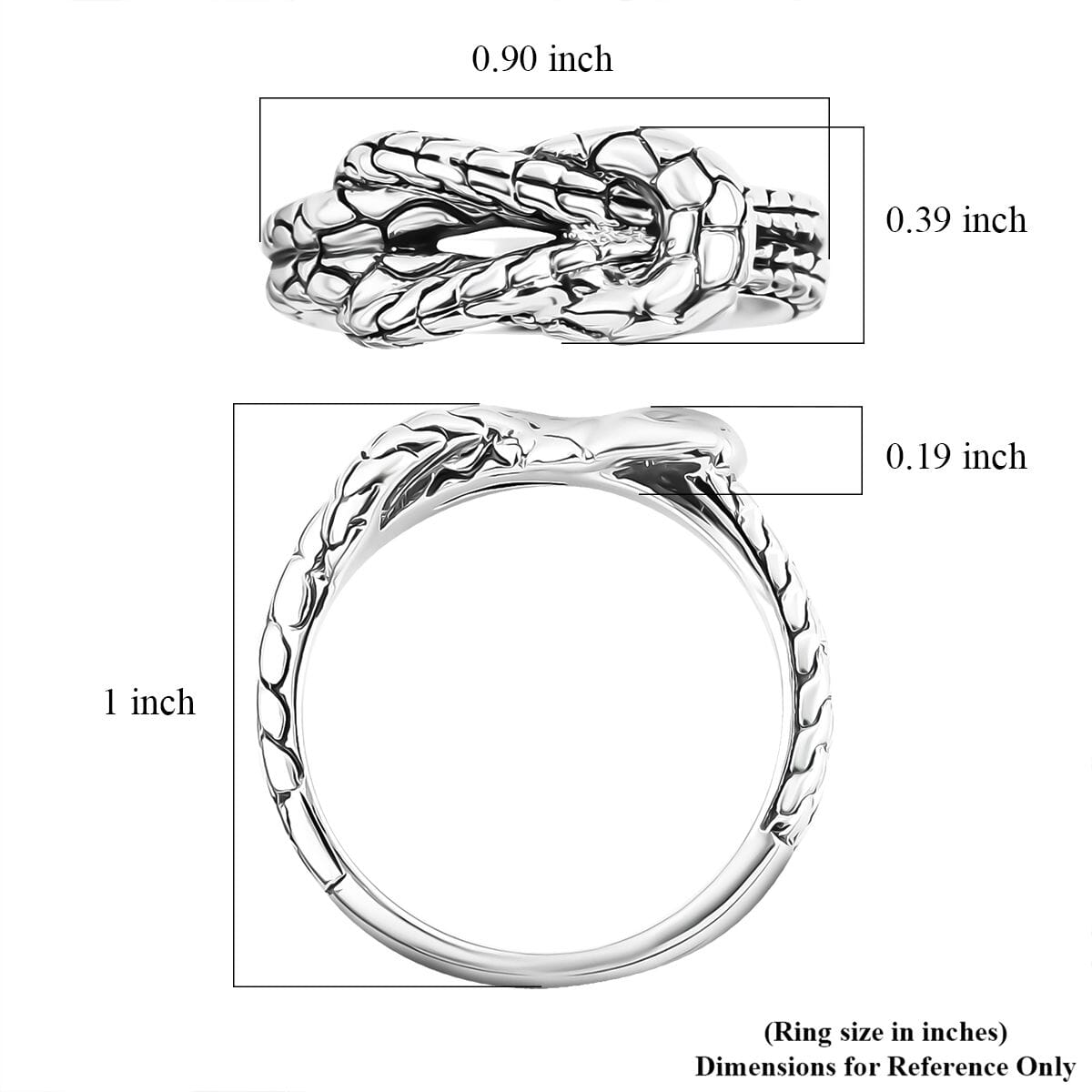 Bali Legacy Tulang Naga with Pebble Knot Ring in Sterling Silver (Size 9.0) 5.85 Grams image number 5