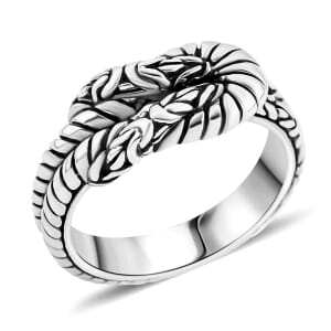 Bali Legacy Borobudur with Twisted Wire Knot Ring in Sterling Silver (Size 10.0) 5.90 Grams