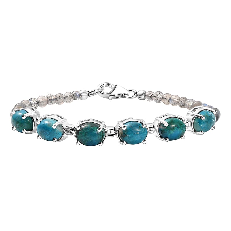 D'Joy Table Mountain Shadowkite, Malagasy Labradorite Bracelet in Platinum Over Sterling Silver (7.25 In) 18.50 ctw