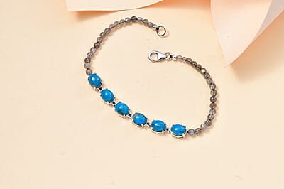 D'Joy Table Mountain Shadowkite, Malagasy Labradorite Bracelet in Platinum Over Sterling Silver (7.25 In) 18.50 ctw