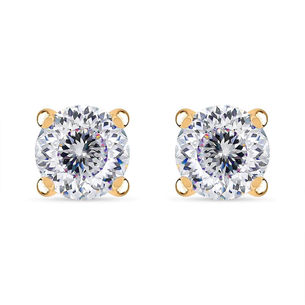 120 Facet Strontium Titanate 2.50 ctw Solitaire Stud Earrings in 18K Vermeil Yellow Gold Over Sterling Silver image number 0