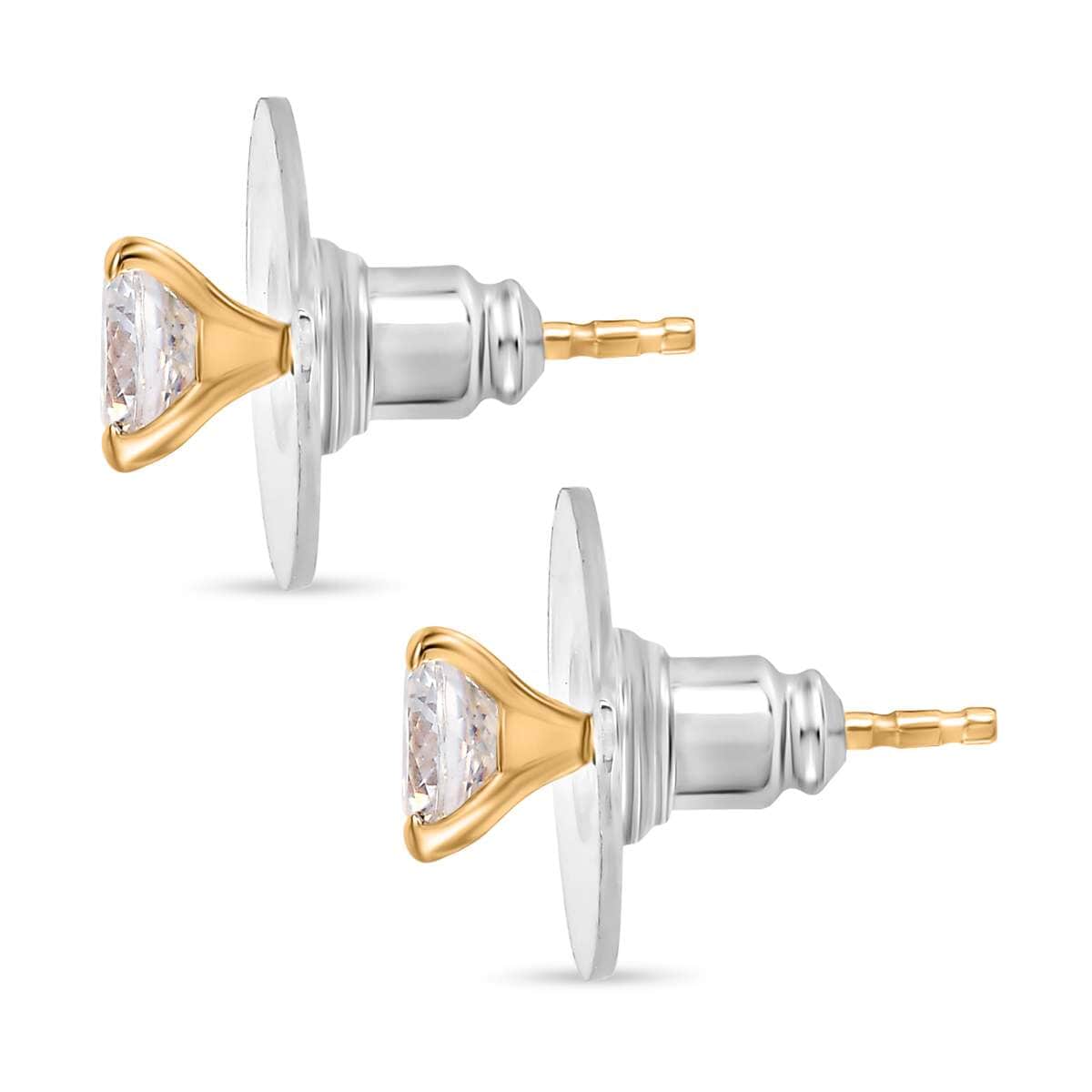 120 Facet Strontium Titanate 2.50 ctw Solitaire Stud Earrings in 18K Vermeil Yellow Gold Over Sterling Silver image number 3