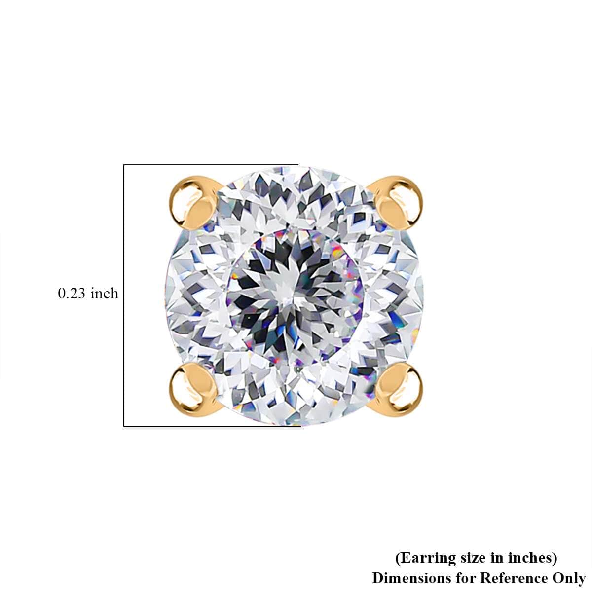 120 Facet Strontium Titanate 2.50 ctw Solitaire Stud Earrings in 18K Vermeil Yellow Gold Over Sterling Silver image number 4