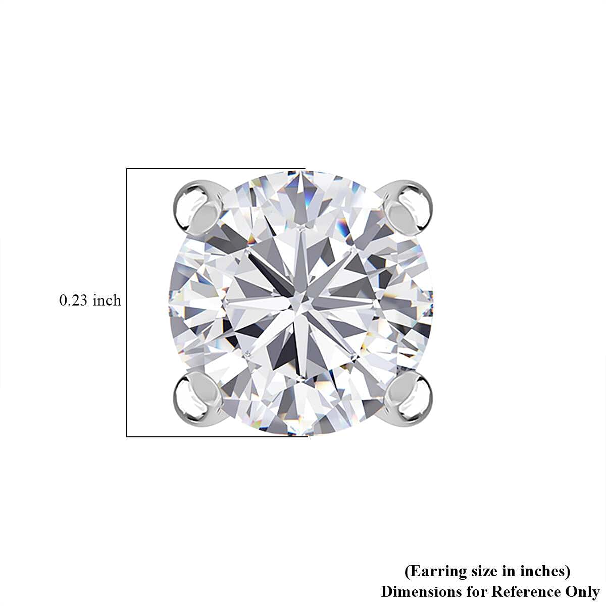 120 Facet Strontium Titanate 2.50 ctw Solitaire Stud Earrings in Rhodium Over Sterling Silver image number 4