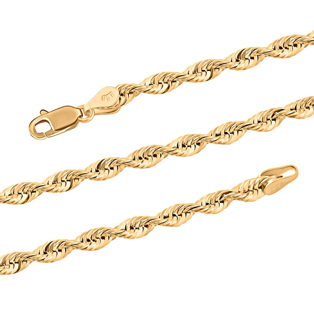 3.7mm Rope Chain Necklace in 10K Yellow Gold 22 Inches 5.7 Grams image number 2