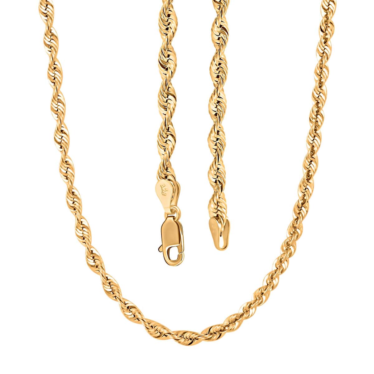 3.7mm Rope Chain Necklace in 10K Yellow Gold 22 Inches 5.7 Grams image number 3