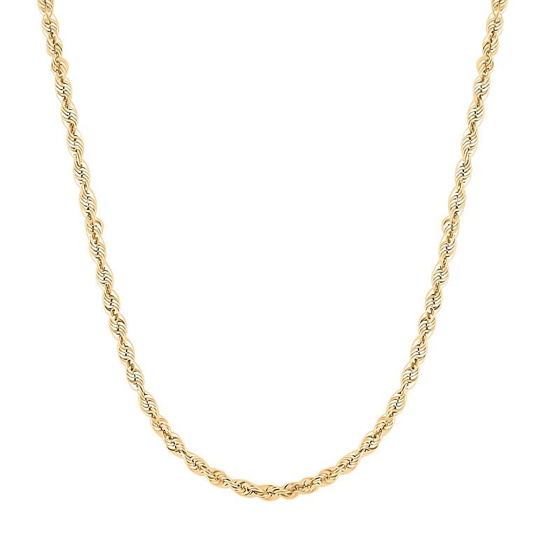 3.7mm Rope Chain Necklace in 10K Yellow Gold 24 Inches 6.3 Grams