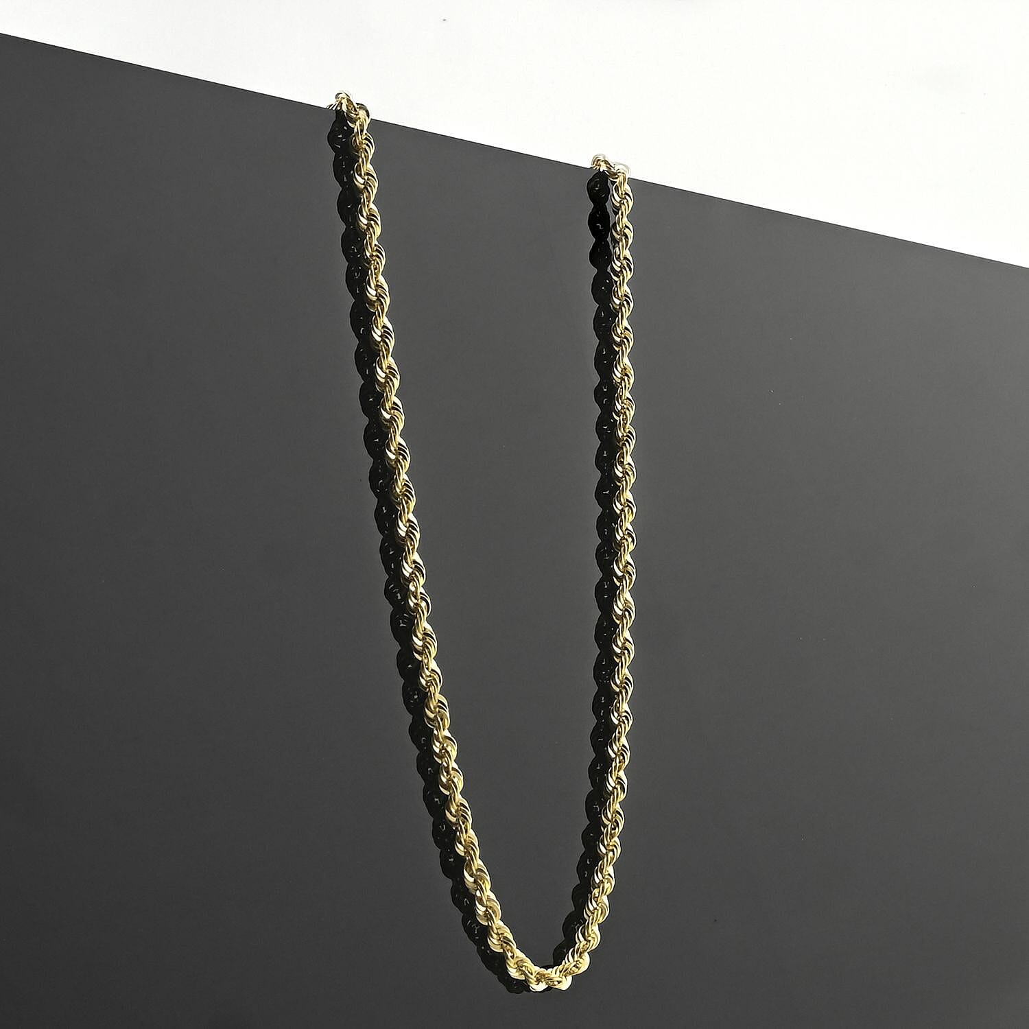 3.7mm Rope Chain Necklace in 10K Yellow Gold 24 Inches 6.3 Grams