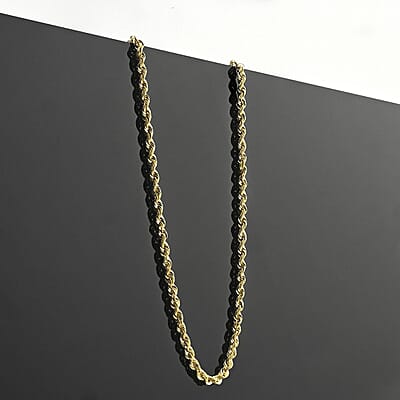 3.7mm Rope Chain Necklace in 10K Yellow Gold 24 Inches 6.3 Grams