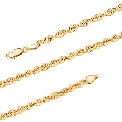 3.7mm Rope Chain Necklace in 10K Yellow Gold 24 Inches 6.3 Grams