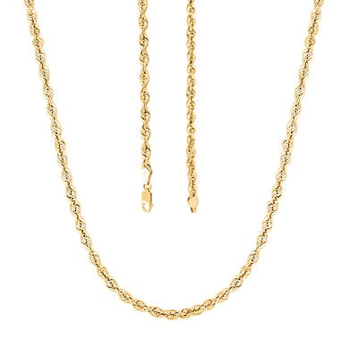 3.7mm Rope Chain Necklace in 10K Yellow Gold 24 Inches 6.3 Grams