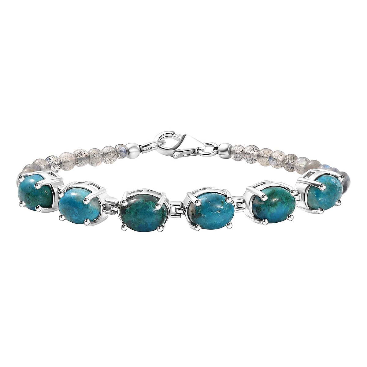 D'Joy Table Mountain Shadowkite and Malagasy Labradorite 16.65 ctw Bracelet in Platinum Over Sterling Silver (6.50 In) image number 0