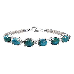D'Joy Table Mountain Shadowkite and Malagasy Labradorite 16.65 ctw Bracelet in Platinum Over Sterling Silver (6.50 In)