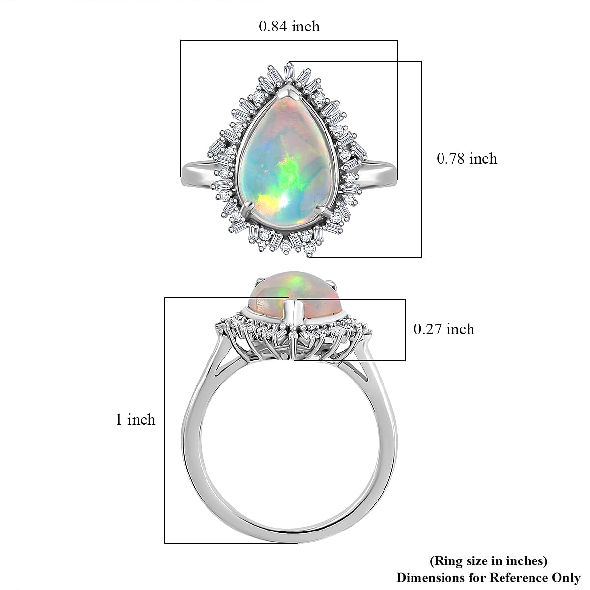 Premium Ethiopian Welo Opal and Diamond 2.90 ctw Sunlight Ring in Rhodium Over Sterling Silver (Size 10.0)