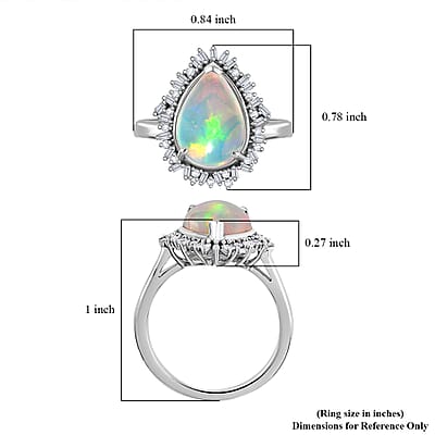 Premium Ethiopian Welo Opal and Diamond 2.90 ctw Sunlight Ring in Rhodium Over Sterling Silver (Size 10.0)