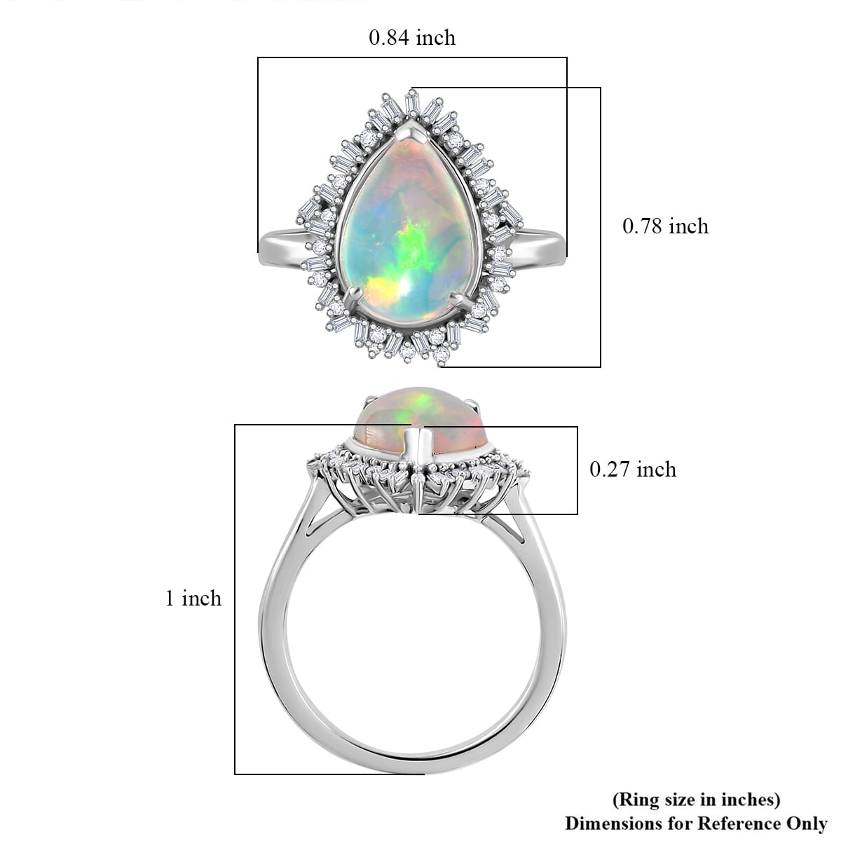 Premium Ethiopian Welo Opal and Diamond 2.90 ctw Sunlight Ring in Rhodium Over Sterling Silver (Size 6.0) image number 6