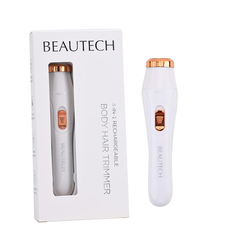 Beautech 3-in-1 Rechargeable Hair Removal Device with 3 Replacement Heads- White