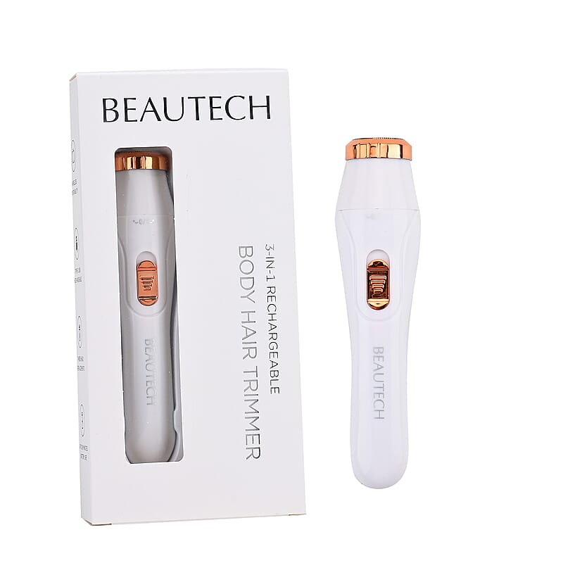 Beautech 3-in-1 Rechargeable Hair Removal Device with 3 Replacement Heads- White