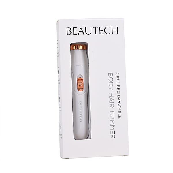 Beautech 3-in-1 Rechargeable Hair Removal Device with 3 Replacement Heads- White