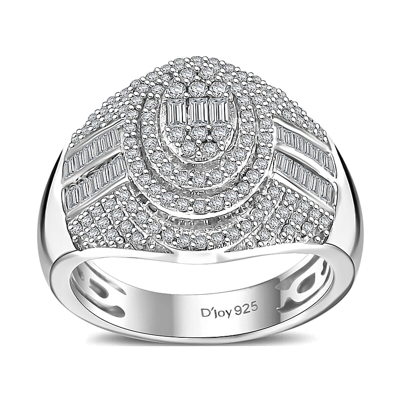 D'Joy Diamond 1.00 ctw Pave Ring in Rhodium Over Sterling Silver (Size 10.0)