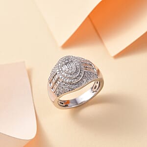 D'Joy Diamond 1.00 ctw Pave Ring in Rhodium Over Sterling Silver (Size 10.0)