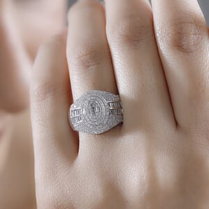 D'Joy Diamond 1.00 ctw Pave Ring in Rhodium Over Sterling Silver (Size 10.0)