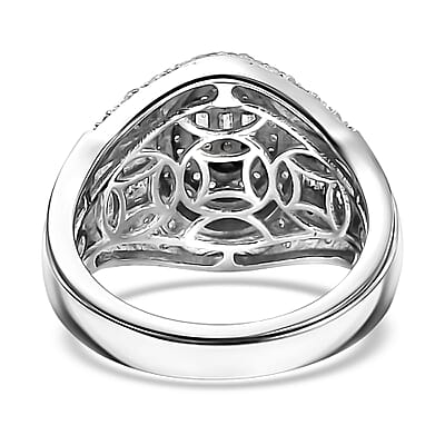 D'Joy Diamond 1.00 ctw Pave Ring in Rhodium Over Sterling Silver (Size 10.0)